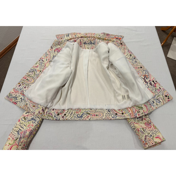 Womens Robert Graham Lambskin Suede Print Jacket Sz XS Cream Multicolor Paisley - Picture 6 of 11